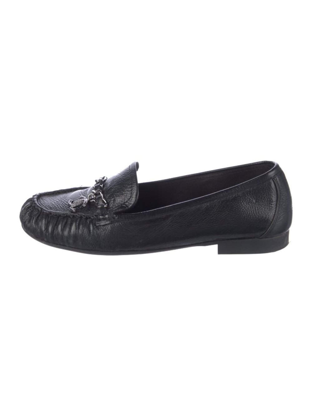 Chanel CC Logo Black Patent Leather Loafers - Picture 2 of 5